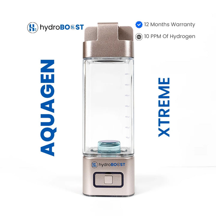 Hydroboost AquaGen Xtreme High Concentration Hydrogen Water Bottle 10000ppb in gold.
