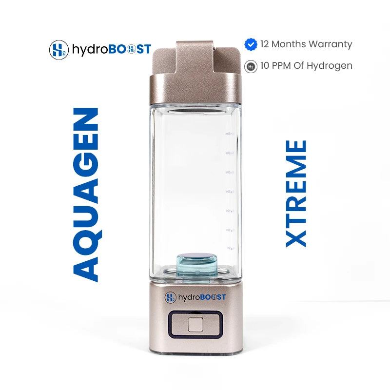 Hydroboost AquaGen Xtreme High Concentration Hydrogen Water Bottle 10000ppb in gold.