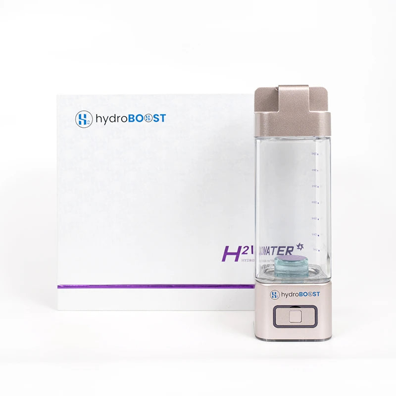 Packaging box for the Hydroboost AquaGen Xtreme 10000ppb hydrogen water bottle.