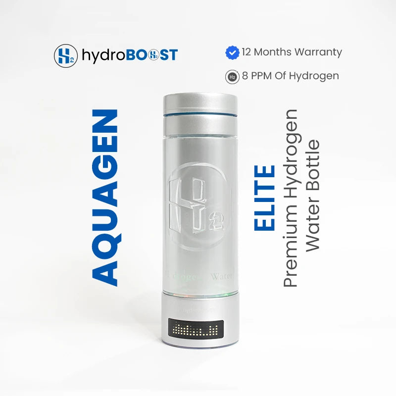 Hydroboost AquaGen Elite Smart hydrogen bottle generating high concentration hydrogen bubbles.